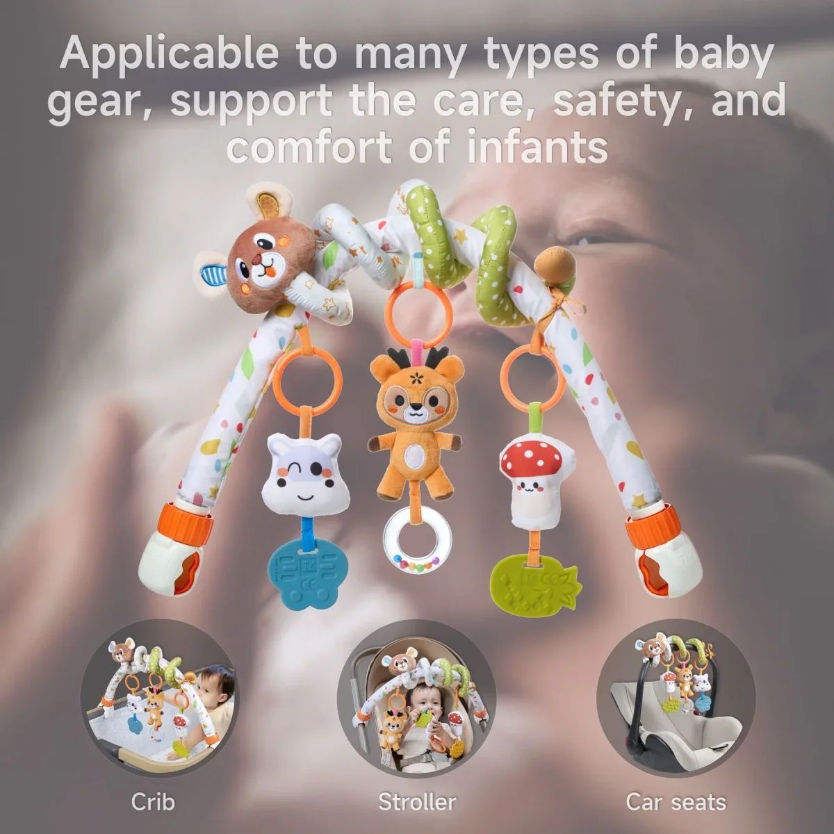 Spirale d’activités bébé avec arche poussette – L’Ours – Image 6