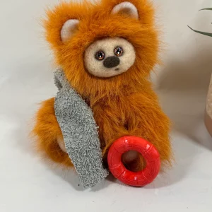 RESERVEE Catherine : Mandarine – Frimousse de collection à la plage 15 cm – Ours d'artiste fait main