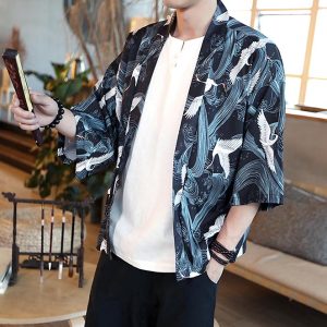 Veste d&rsquo;Intérieur Kimono – Grues Tsuru Majestueuses