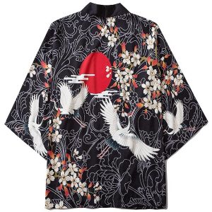 Veste Kimono Grue & Fleurs